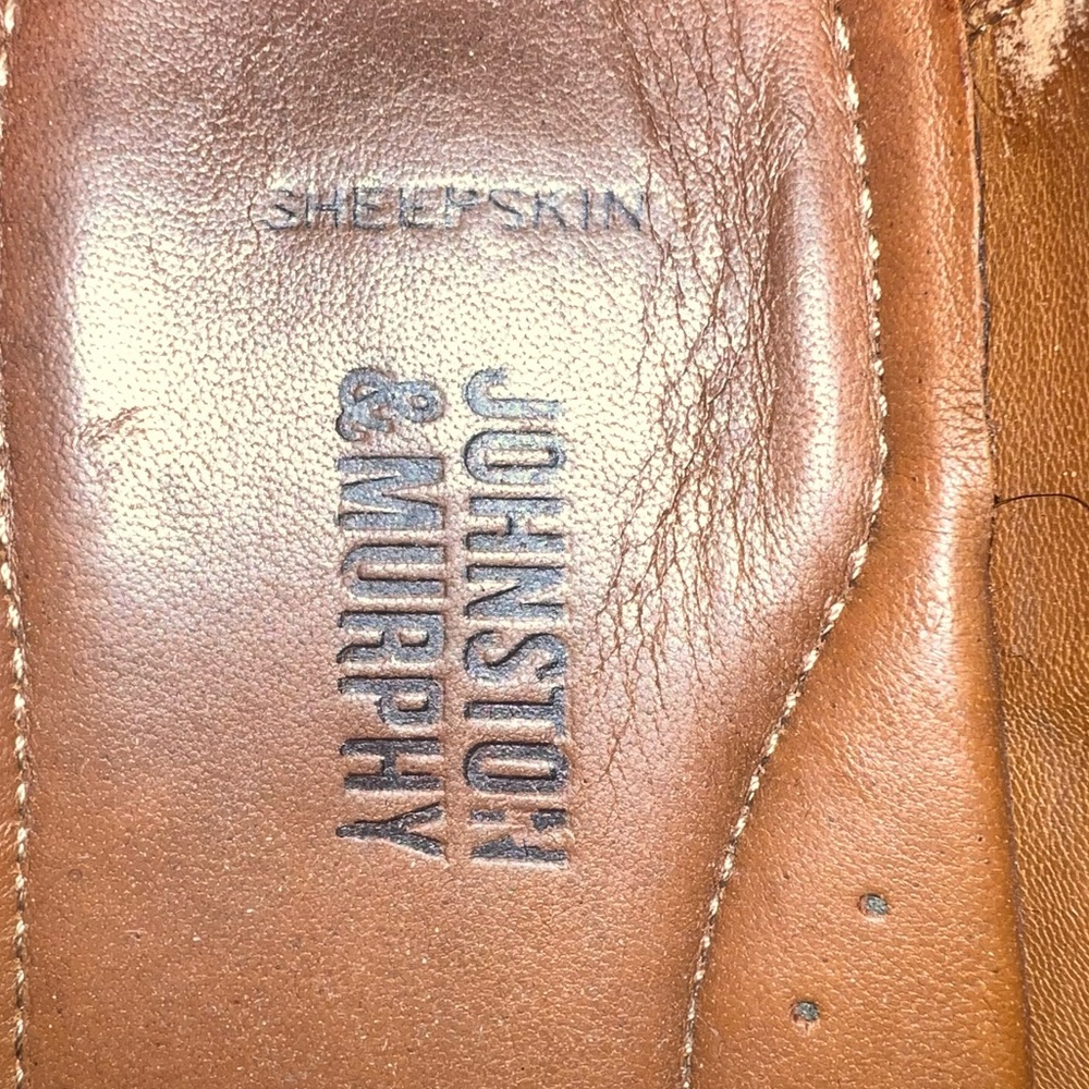 Johnston & Murphy men’s sheepskin leather tan Oxford dress shoes size 10.5 - Picture 7 of 9